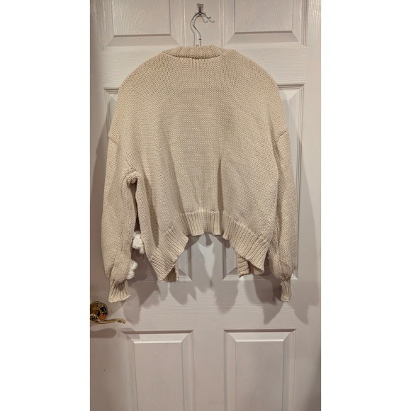 New in Cream Knit Daisy Cardigan Sweater Size S Puffy Daisy Applique Whimsical - Picture 8 of 9